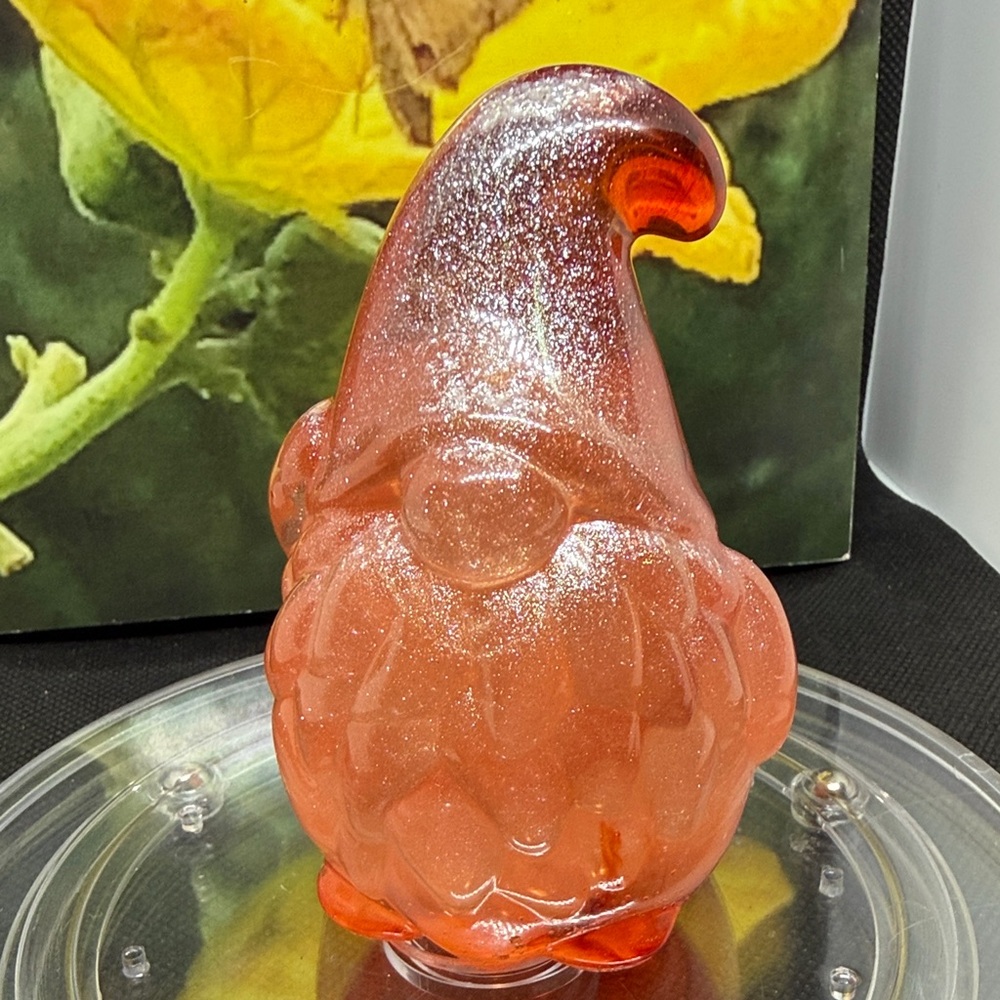 Sparkling Unique Resin Orange Gnome Figurine